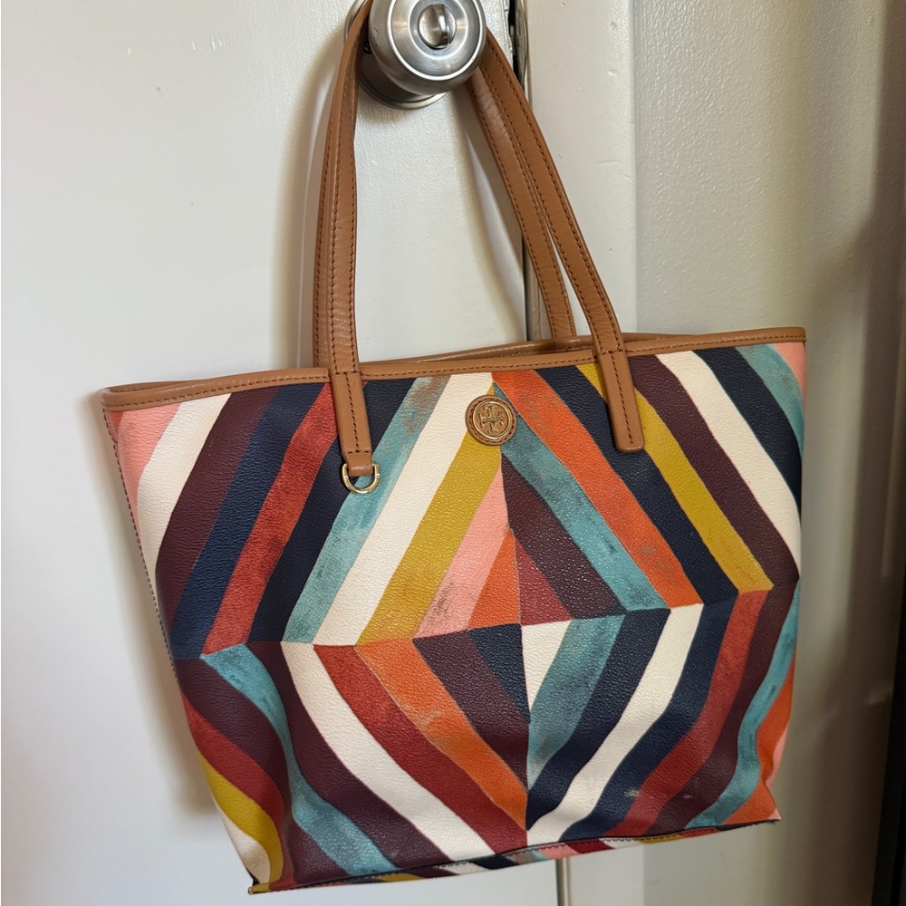 Tory Burch Colorful Chevron Tote